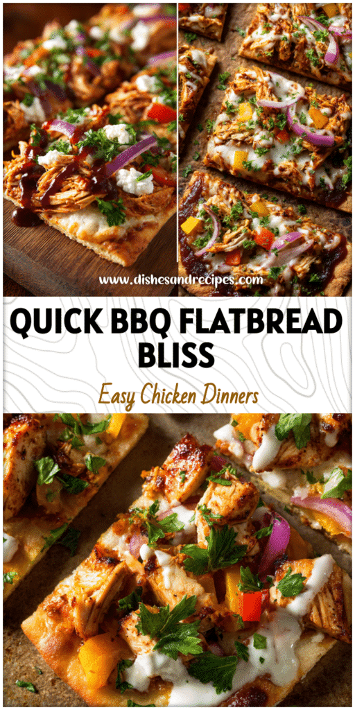 Healthy Flat Bread Pizza with BBQ chicken pieces, colorful veggies, and fresh parsley on a baking tray.